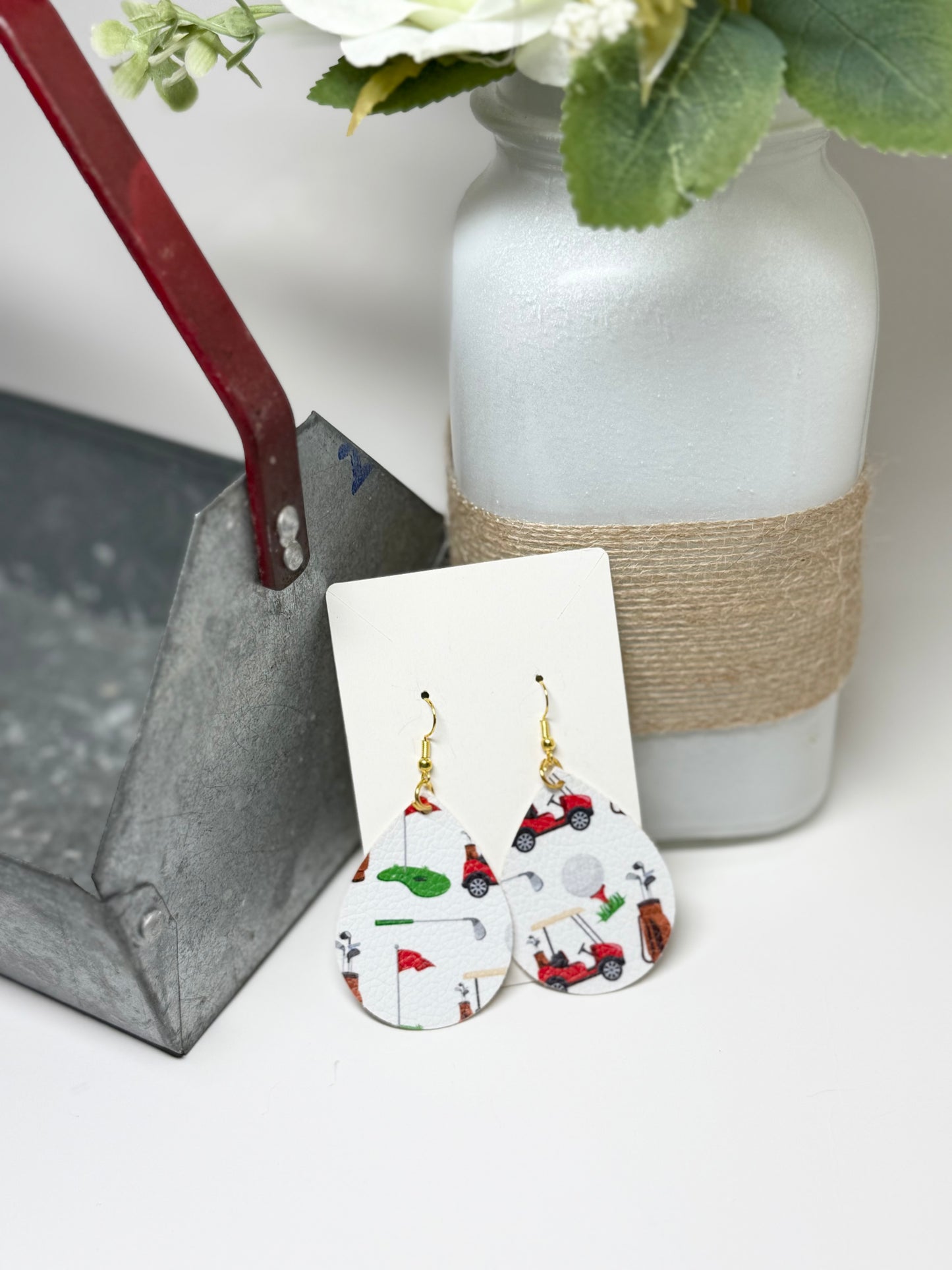 Faux Leather Golf Earrings