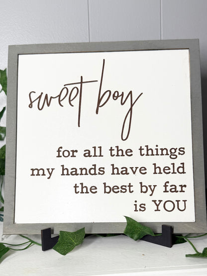 Sweet Boy Sign – Laser Engraved Wood Decor