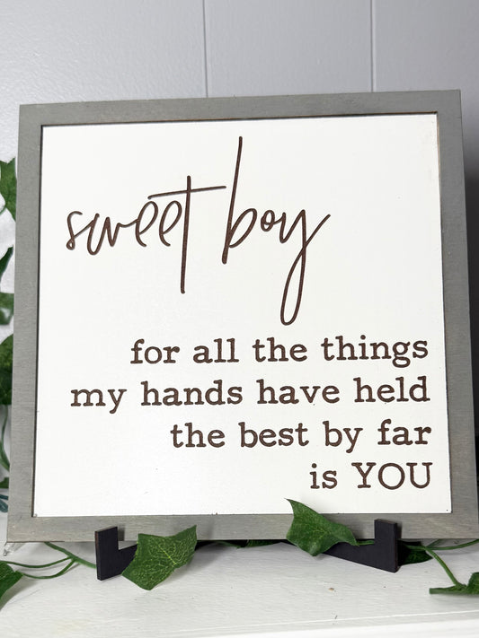 Sweet Boy Sign – Laser Engraved Wood Decor