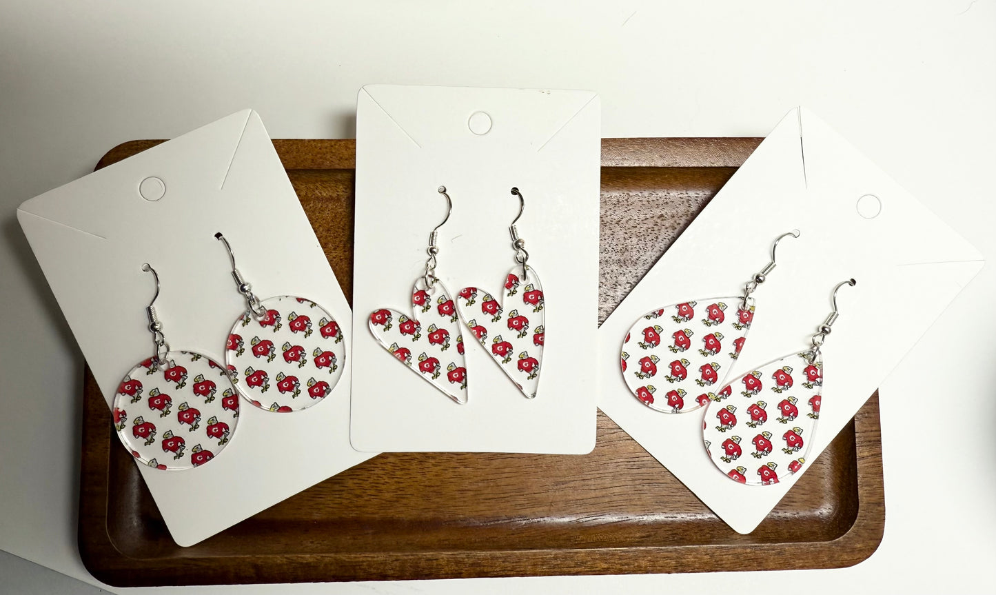Geneva Eagles Clear Acrylic Earrings- Geneva Ohio