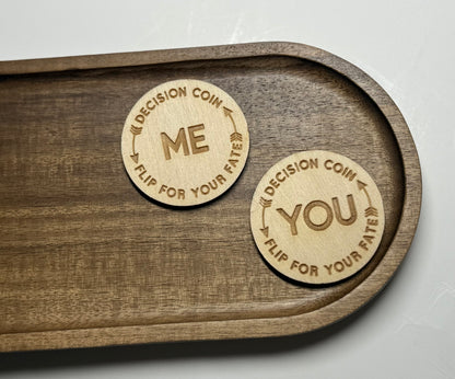 Laser-Engraved Wooden Decision Coins – Fun & Functional!