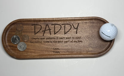 Personalized Acacia Wood Tray – Rustic Designs - Daddy, Grandpa, Papa or Name