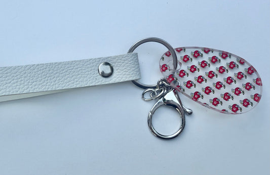 Geneva Eagles Acrylic Keychain with White Faux Leather Strap