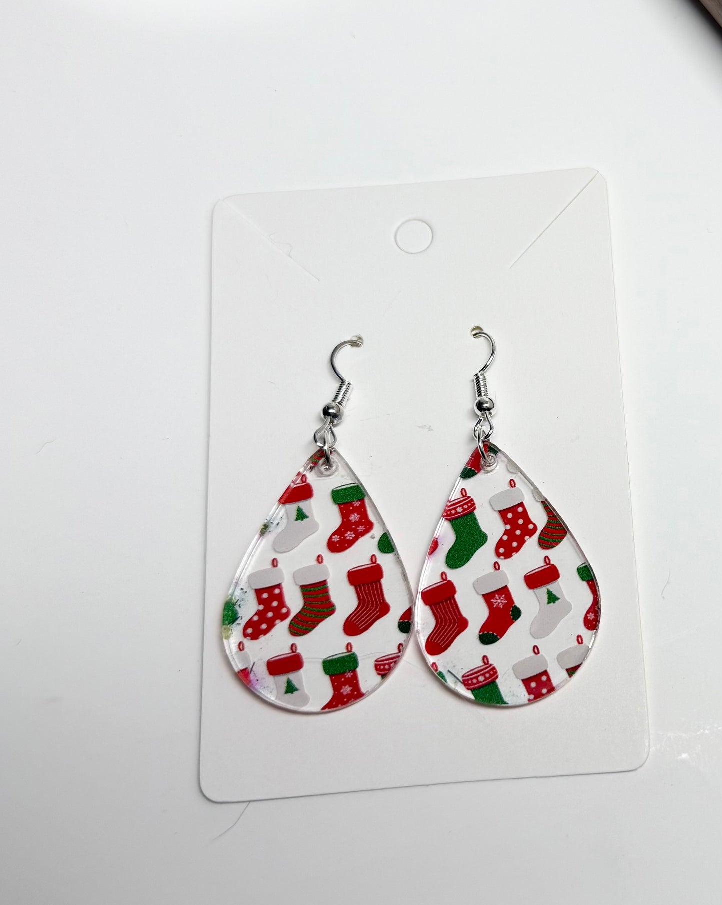 Christmas Stocking Earrings- Laser Cut