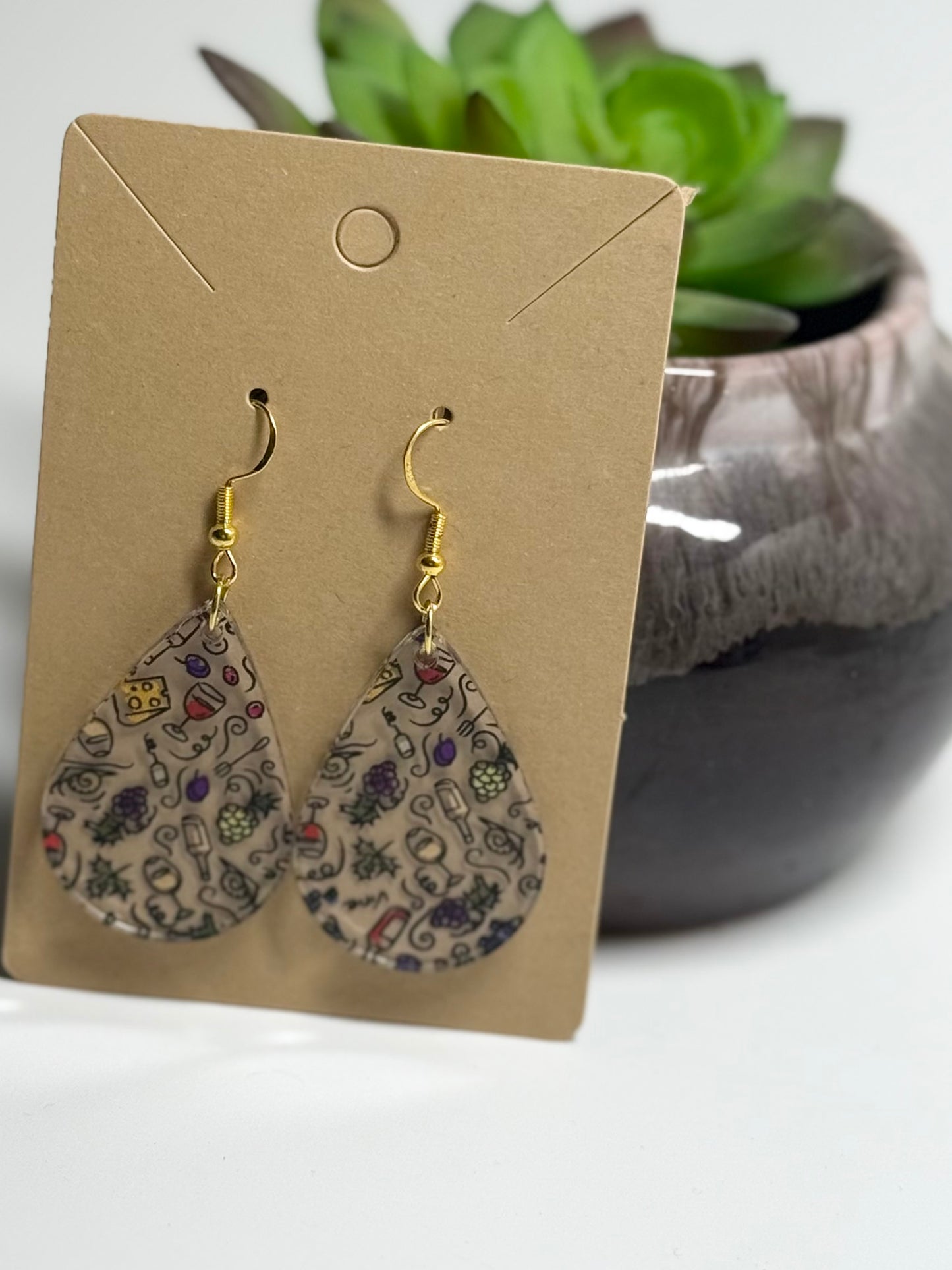 Wine Lover’s Earrings –  Acrylic Dangles