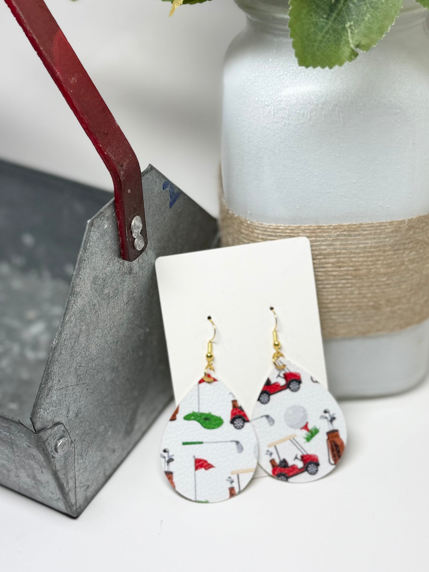 Faux Leather Golf Earrings