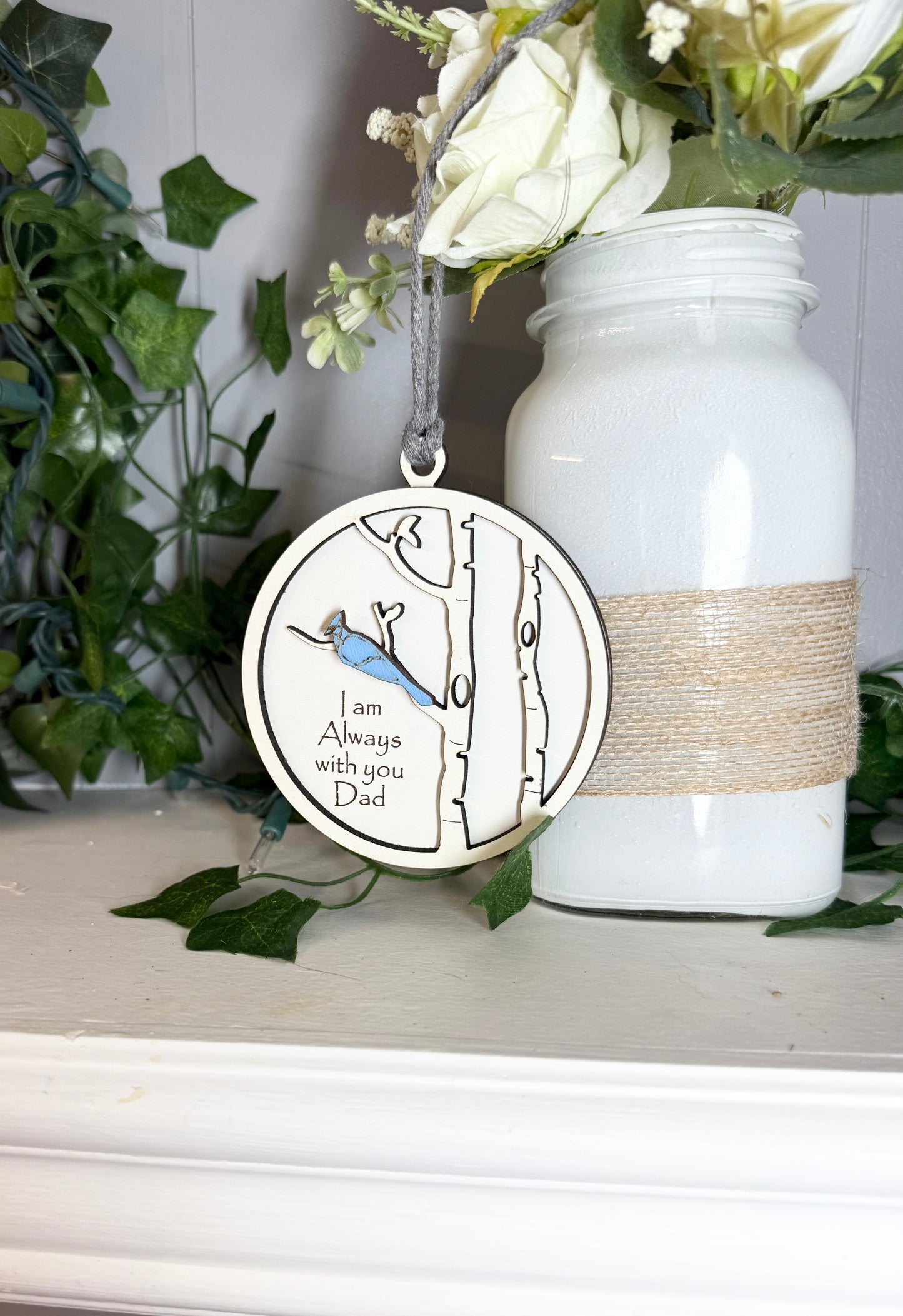 Blue Jay Memorial Ornament - "I Am Always With You" Laser Cut Keepsake