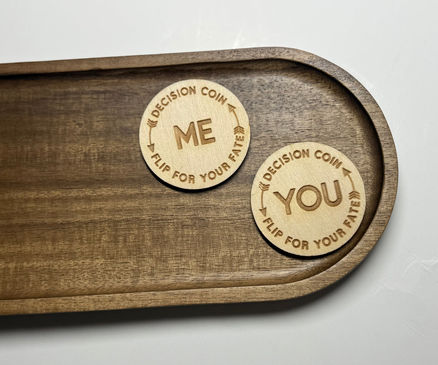 Laser-Engraved Wooden Decision Coins – Fun & Functional!