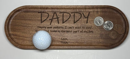 Personalized Acacia Wood Tray – Rustic Designs - Daddy, Grandpa, Papa or Name