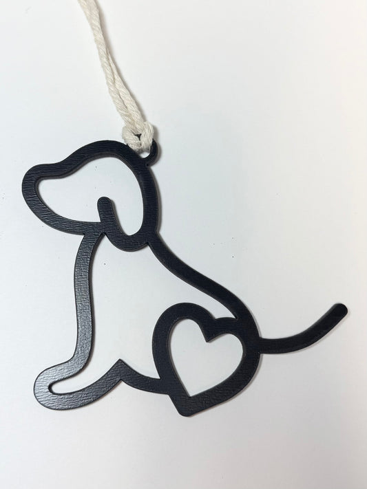 Laser-Cut Dog Ornament with Heart
