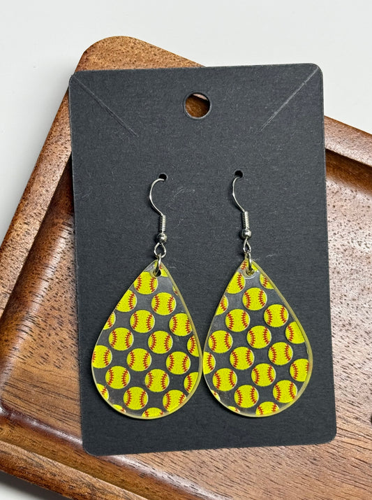 Softball Earrings -Laser Cut Acrylic Earrings