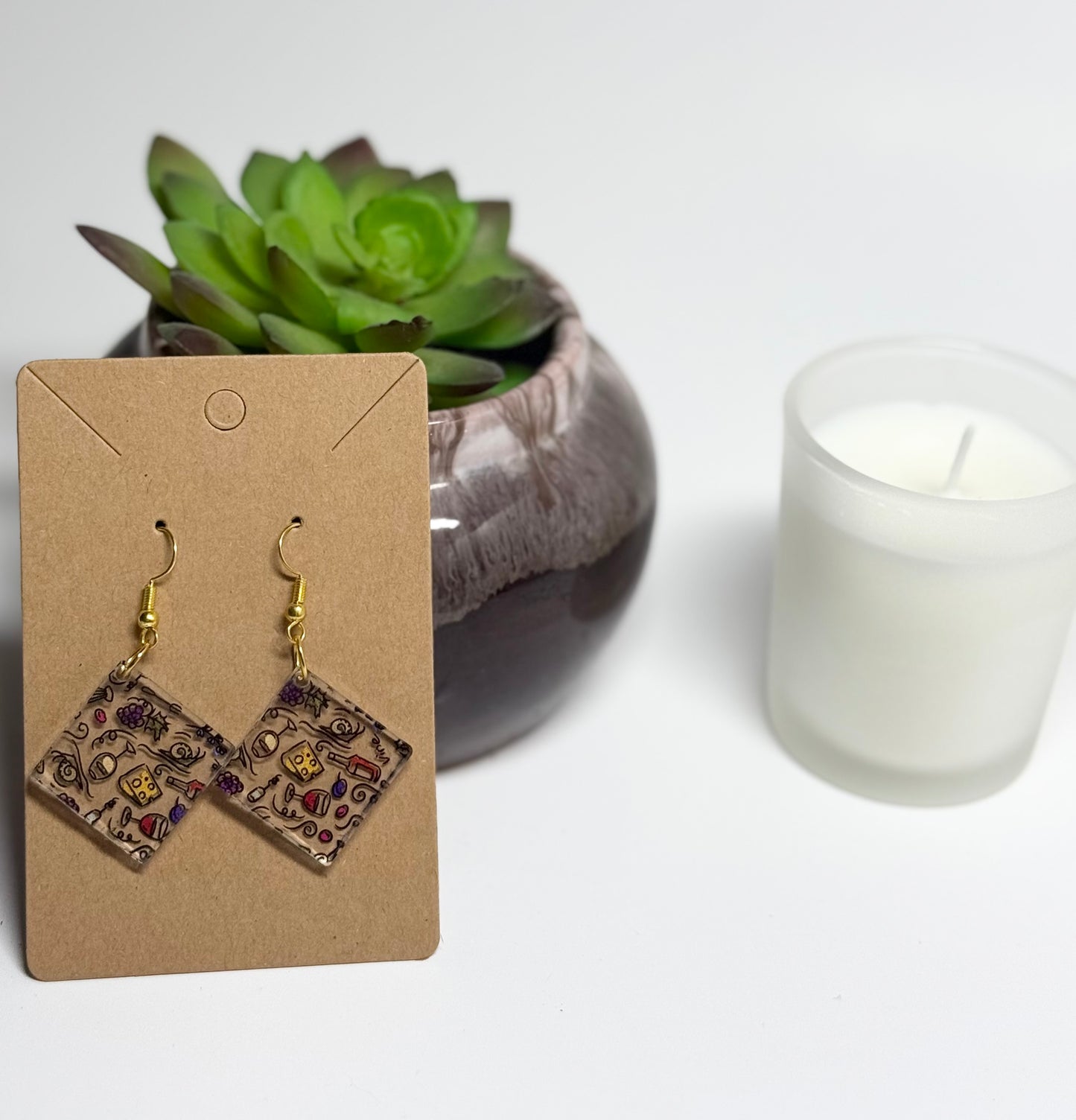 Wine Lover’s Earrings –  Acrylic Dangles