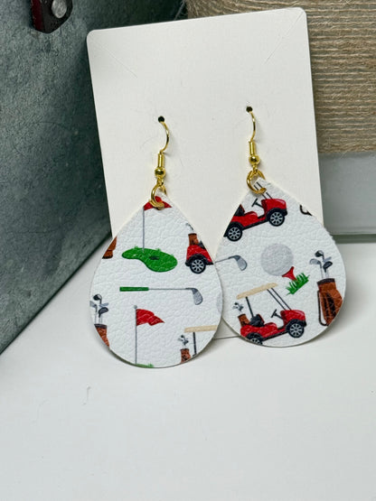 Faux Leather Golf Earrings