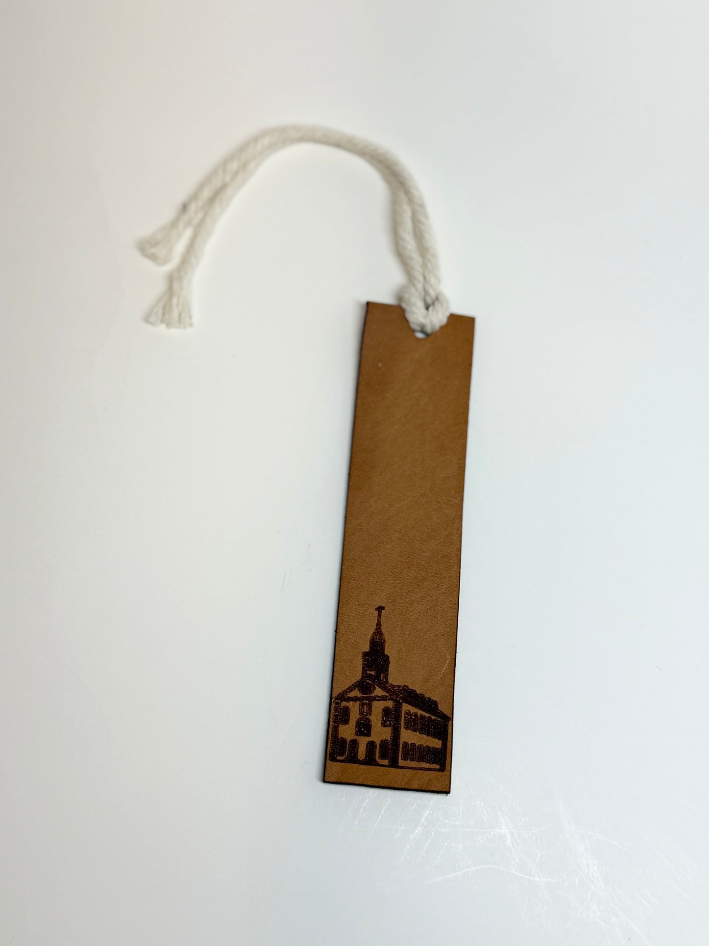 Leather Laser Cut and Engraved Kirtland Temple Bookmarks