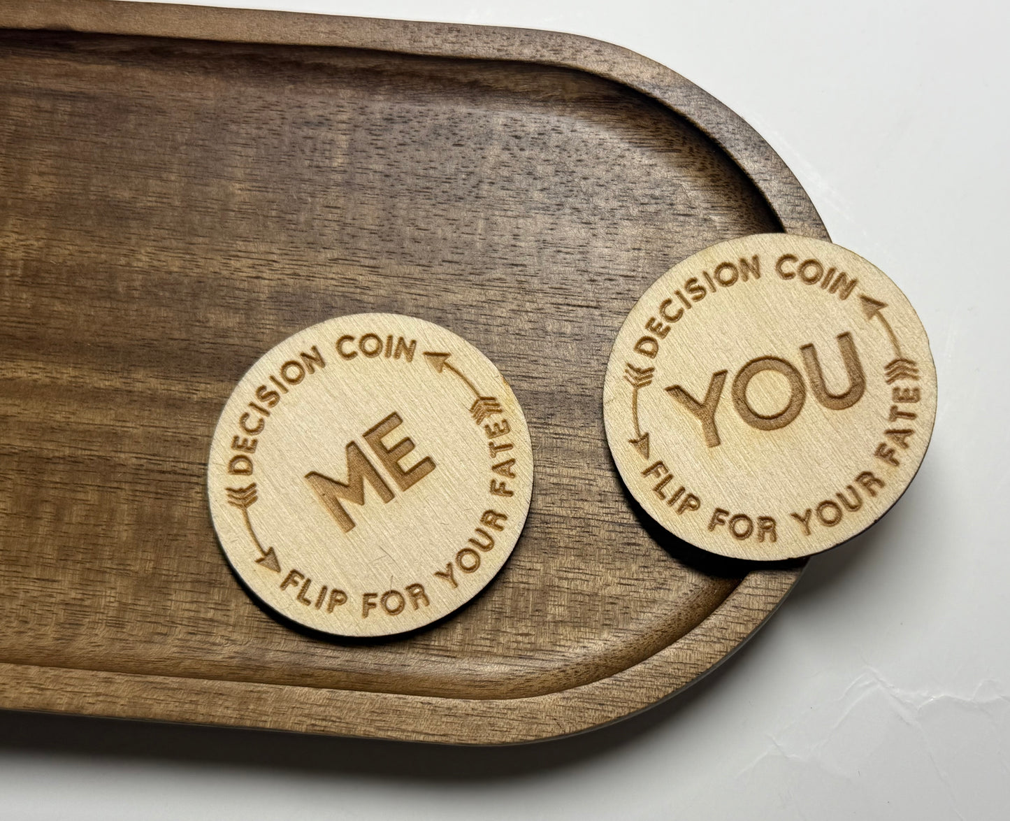 Laser-Engraved Wooden Decision Coins – Fun & Functional!