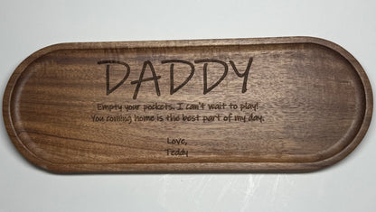 Personalized Acacia Wood Tray – Rustic Designs - Daddy, Grandpa, Papa or Name