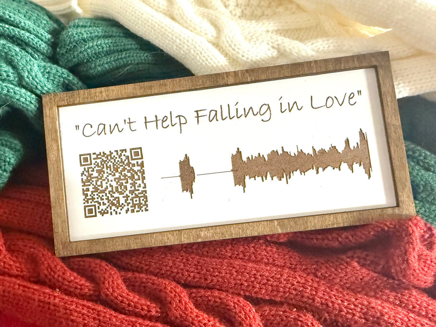 Custom Voice Message Soundwave Wood Sign and Ornament  – Scannable QR Code Keepsake