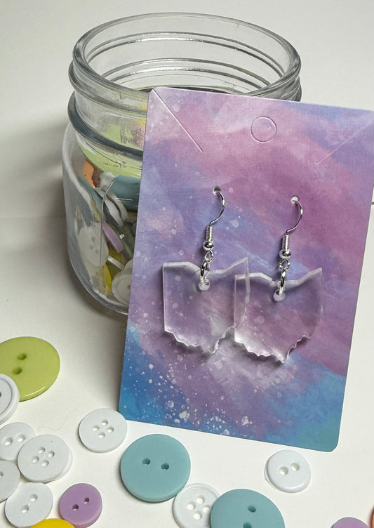Clear Dangle Acrylic 'Ohio' Earrings
