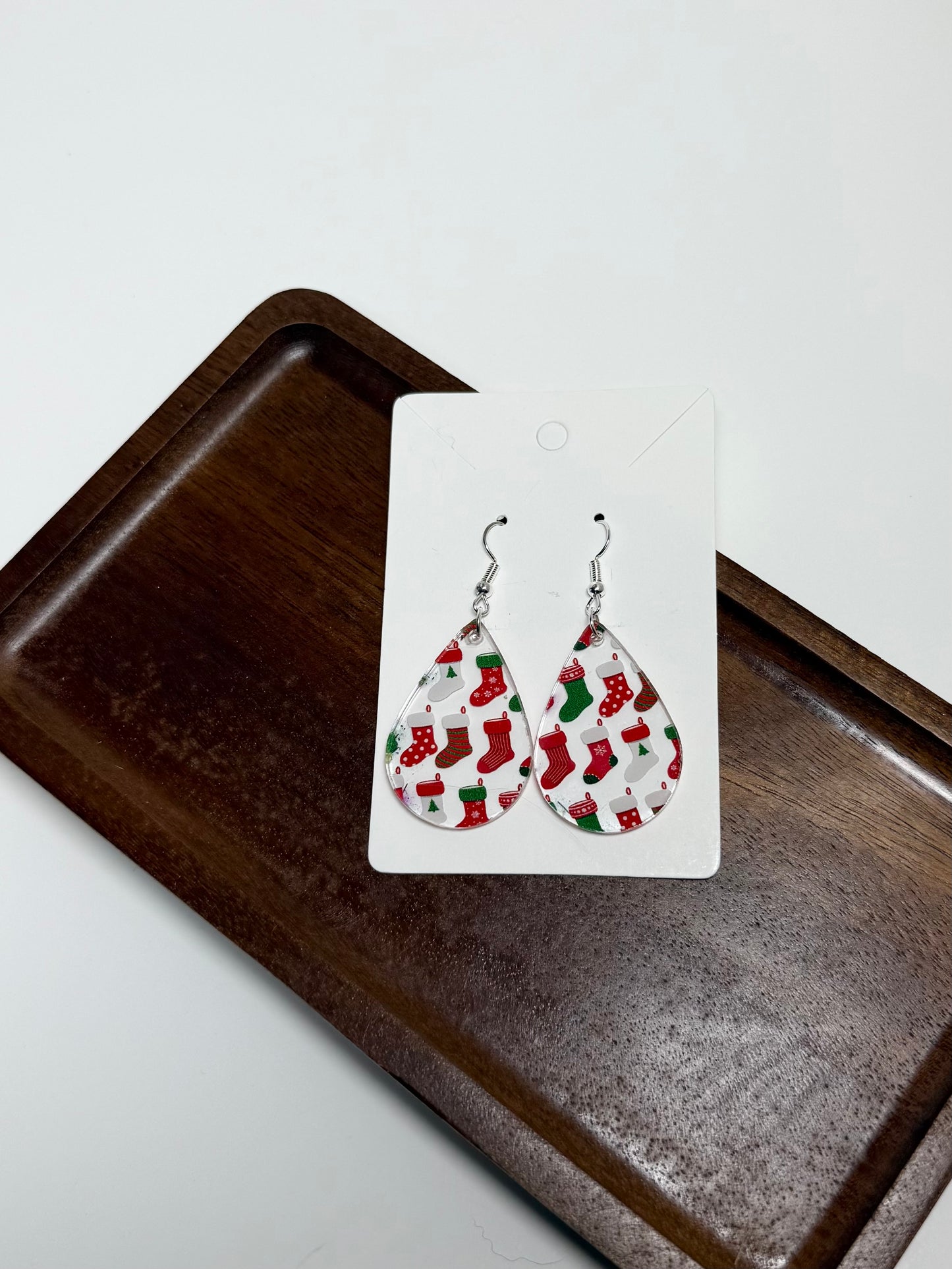 Christmas Stocking Earrings- Laser Cut