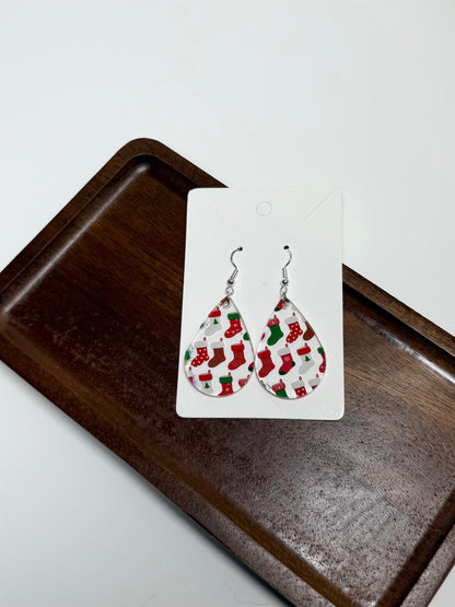 Christmas Stocking Earrings- Laser Cut