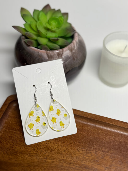Clear Acrylic Chick Earrings