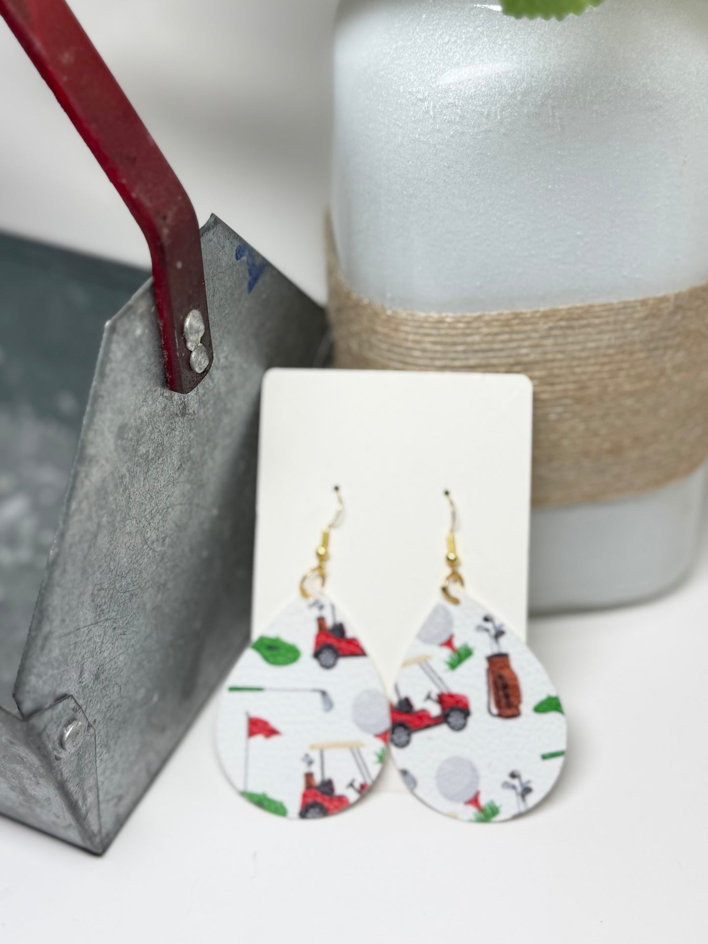 Faux Leather Golf Earrings
