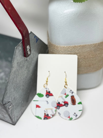 Faux Leather Golf Earrings