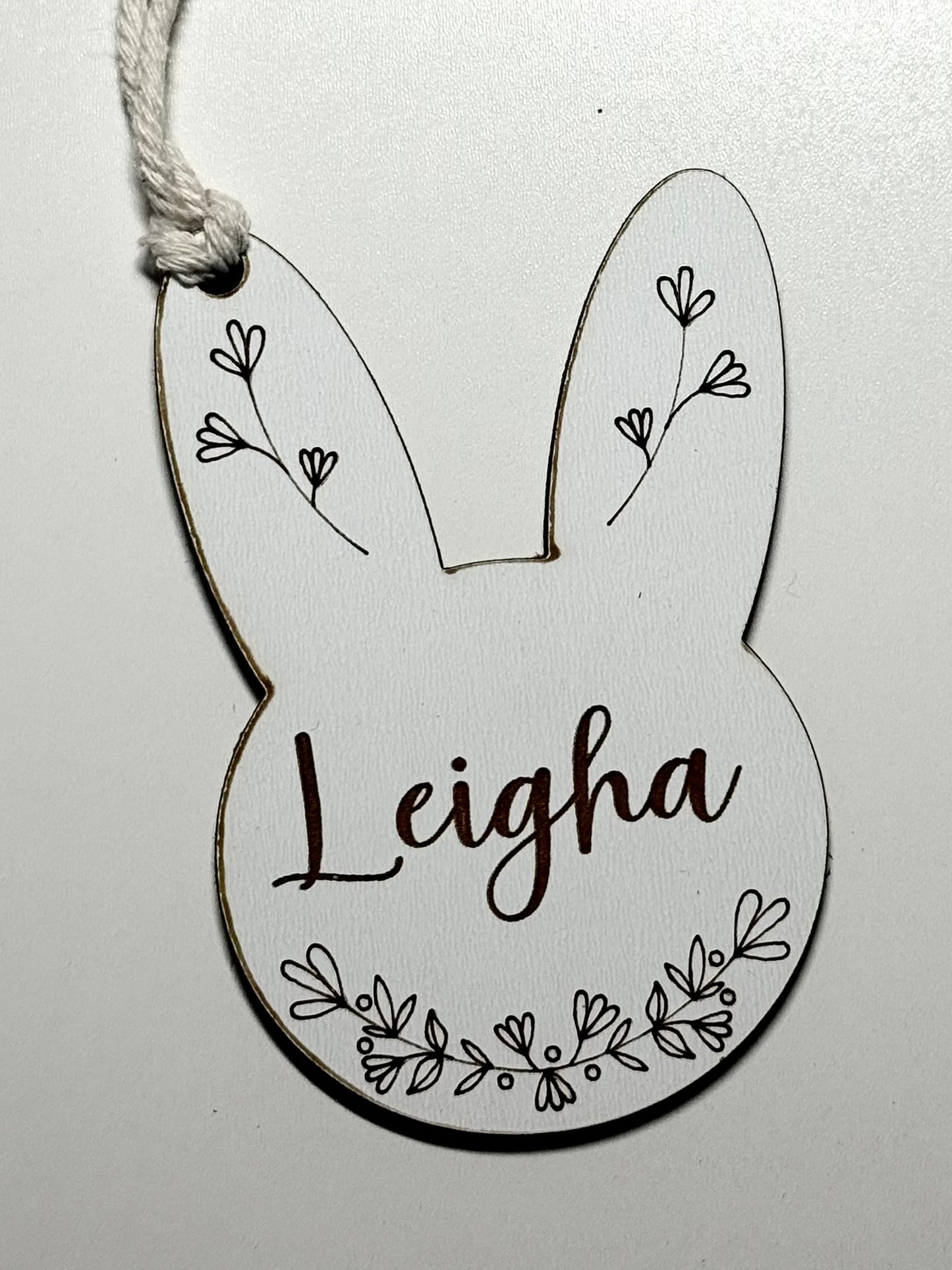 Floral Bunny Head Personalized Easter Basket Tag