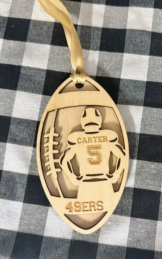 Custom Football Player Ornament – Personalized Jersey