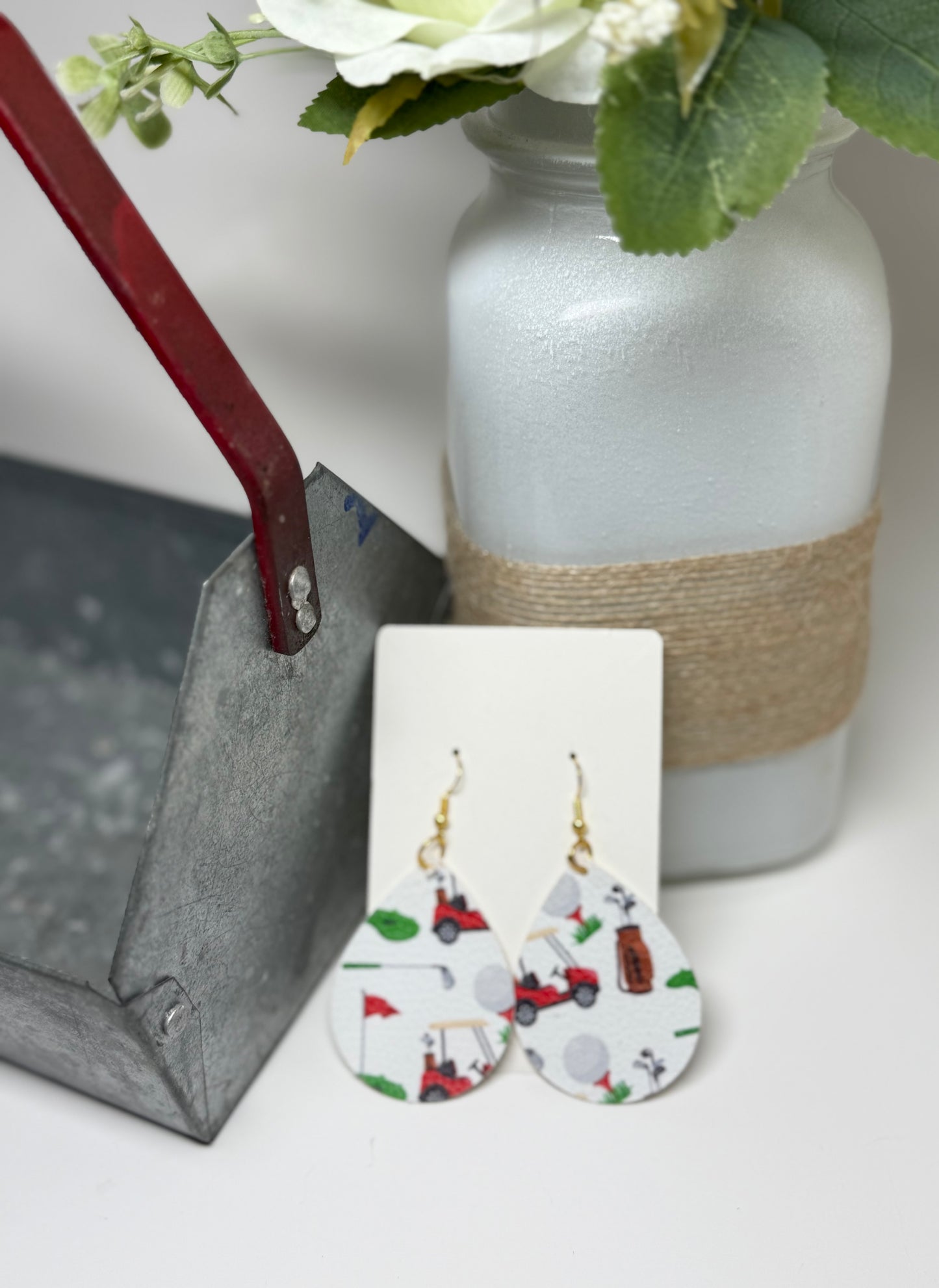 Faux Leather Golf Earrings