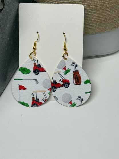 Faux Leather Golf Earrings