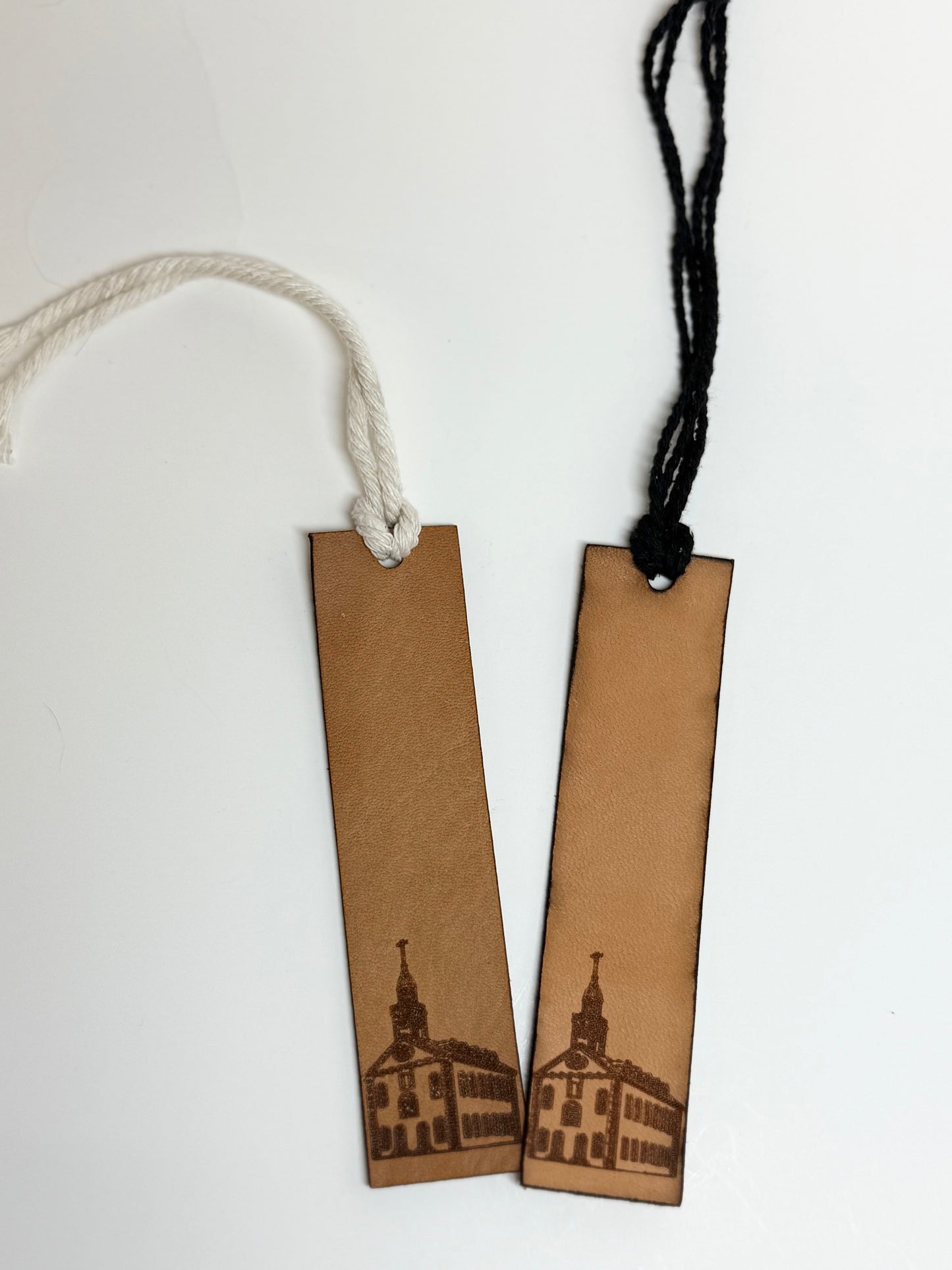 Leather Laser Cut and Engraved Kirtland Temple Bookmarks