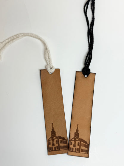 Leather Laser Cut and Engraved Kirtland Temple Bookmarks