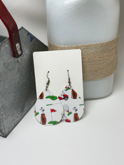 Faux Leather Golf Earrings