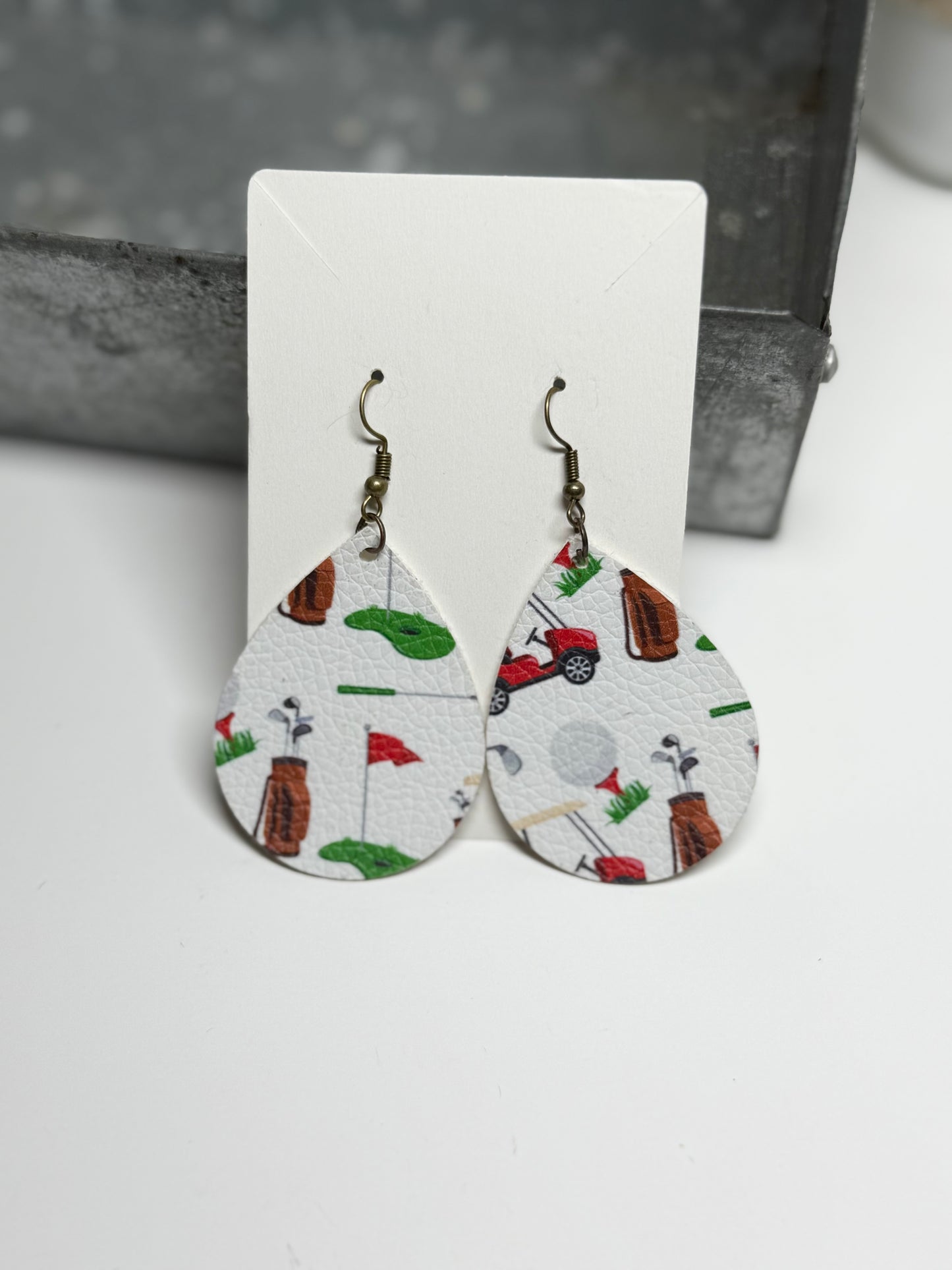 Faux Leather Golf Earrings