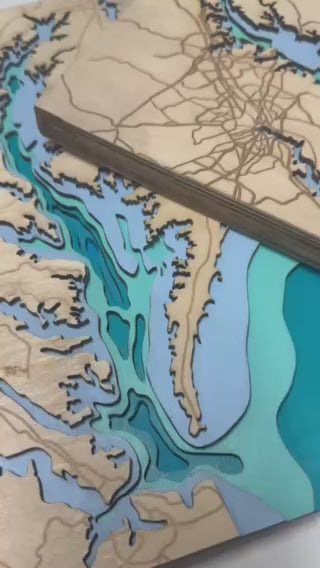 Chesapeake Bay Layered Wooden Map